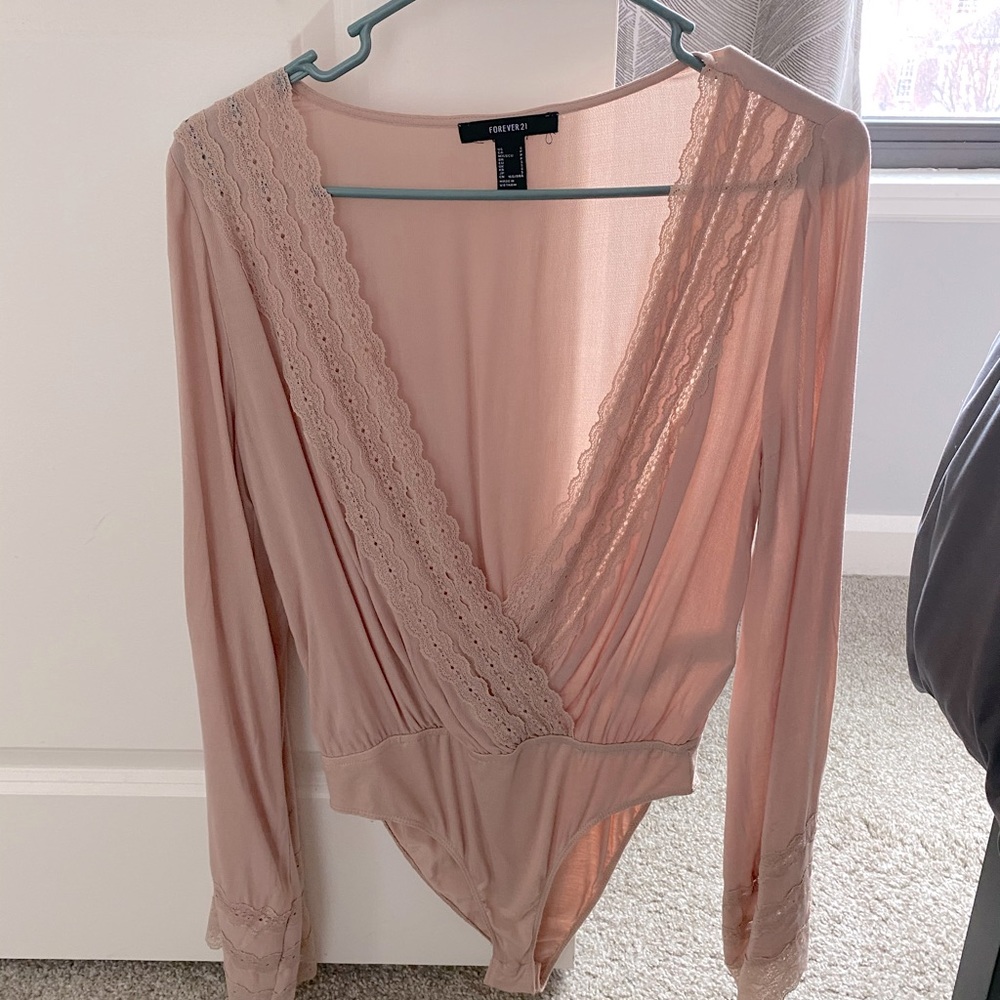 Lace embroidered body suit